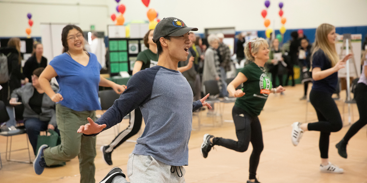 Students participated in a Zumba class during the last Health Fair, held March 12, 2019.