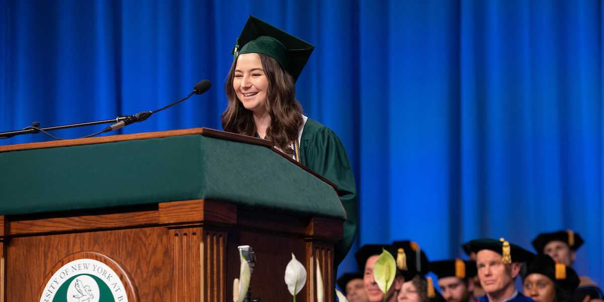 Sofia Haikin was the student speaker for the School of Management Commencement in 2019.