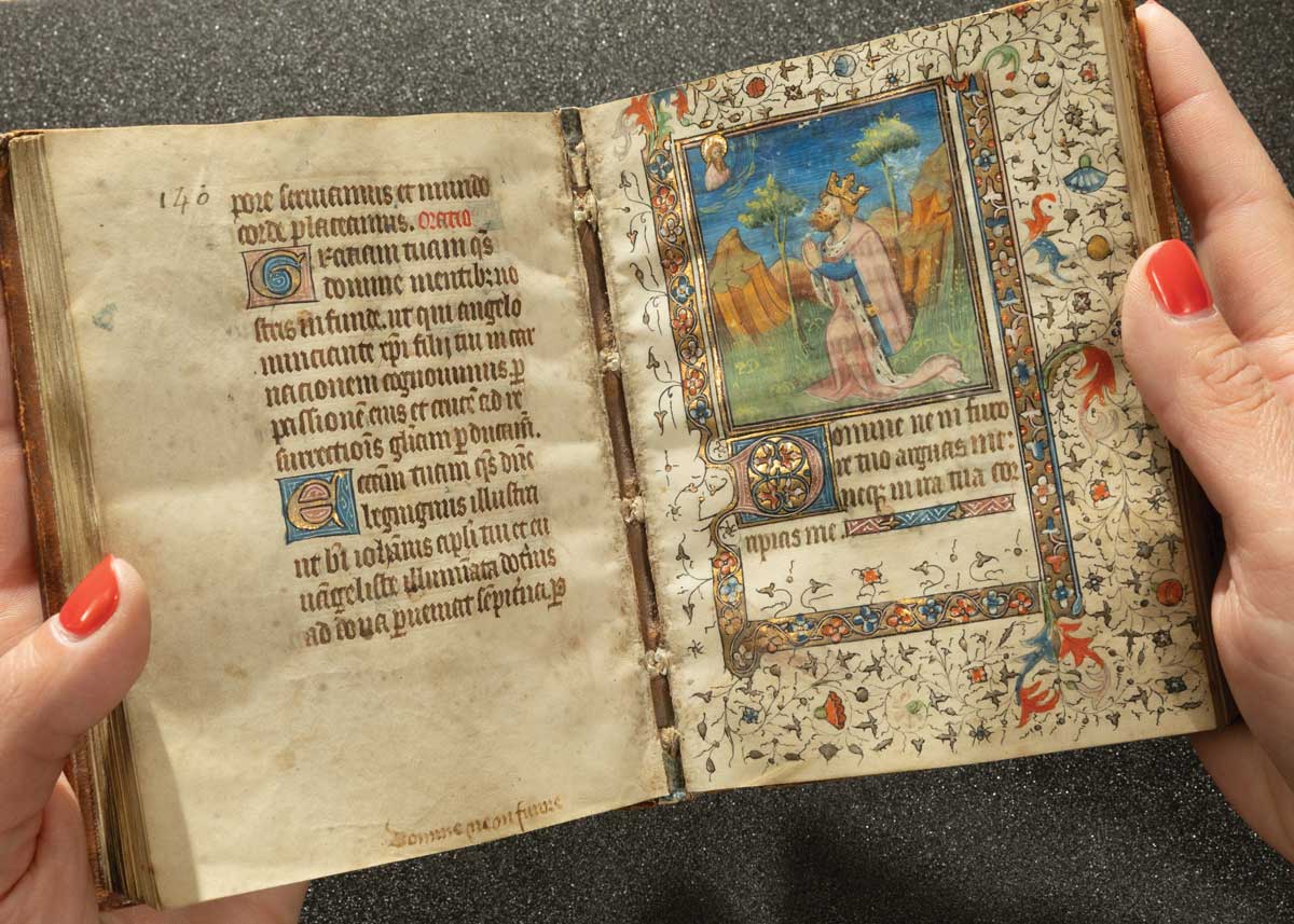 This Parisian Book of Hours, in French and Latin, dates to the second quarter of the 15th century. It also contains pages of family records from the 17th and 18th centuries.