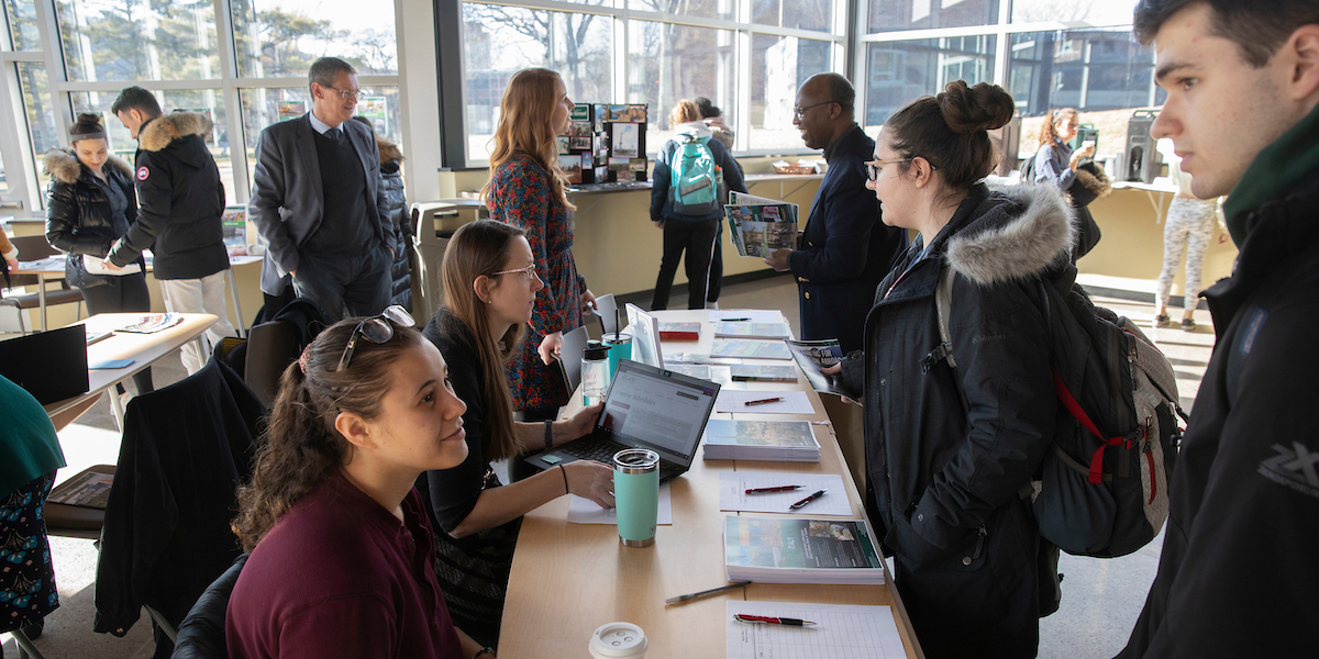 This photo is from the last pre-COVID Education Abroad Fair, held in January 2020. Interested in studying abroad? Check out this fall's two-day Education Abroad Fair, being held Sept. 7 and 8, in the Old Champlain atrium, OH-133.