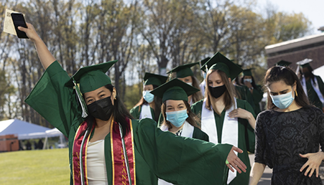 Decker College of Nursing and Health Sciences students were in high spirits as they lined up to enter the Events Center prior to their Grad Walk on May 14.