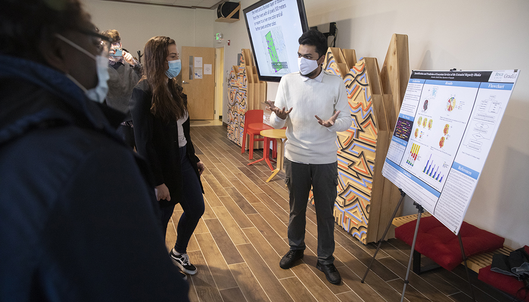 Graduate student Khandaker Shakibul Islam presents his research on 