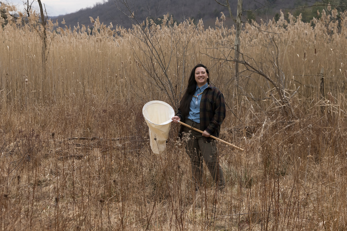 Carmela Buono, a PhD candidate ib biological sciences, photographed at the Nature Preserve, Thursday, March 31, 2022.