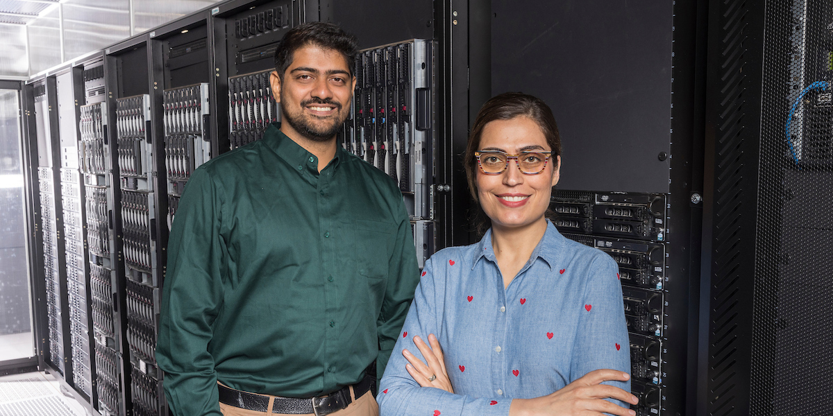 Research scientist Srikanth Rangarajan and PhD student Najmet Fallahtafti, photographed at the Center of Excellence Data Center, Sept. 29, 2022.
