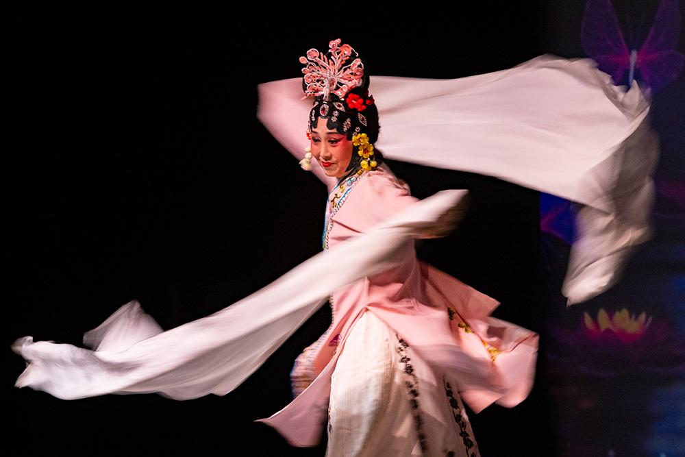 Linghui Tu performs Long Sleeve Dance at the Chinese Spring Festival Concert celebrating the Lunar New Year of the Rabbit. The event was hosted by the Center of Theater Arts Collaboration and the Music Department, Jan. 20, at the Anderson Center.