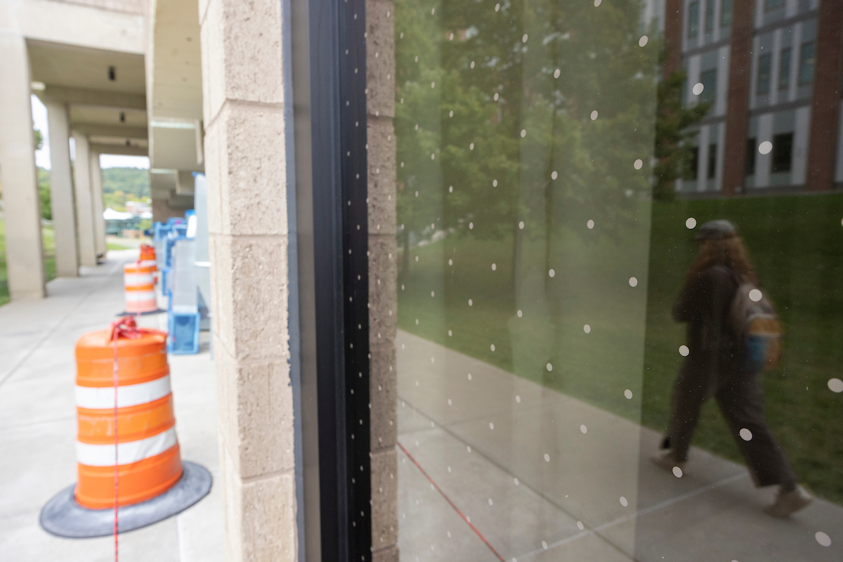 The glass installed at Science III features small, closely spaced, UV-reflecting dots that let birds know that it's not safe to fly through.