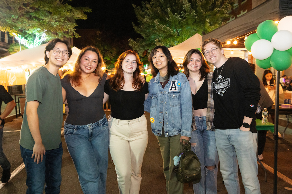 Students at the Block Party on Washington Street in Downtown Binghamton during Homecoming Weekend 2024