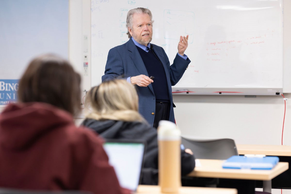 Distinguished Service Professor of Psychology Raymond G. Romanczyk teaches Psych 476: Society, Science and ASD at the Institute for Child Development, April 7, 2025.