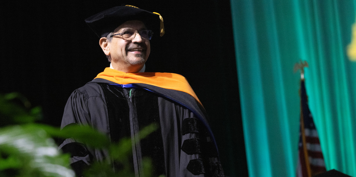 Dean Atul Kelkar attended his first Watson College Commencement ceremony in May.