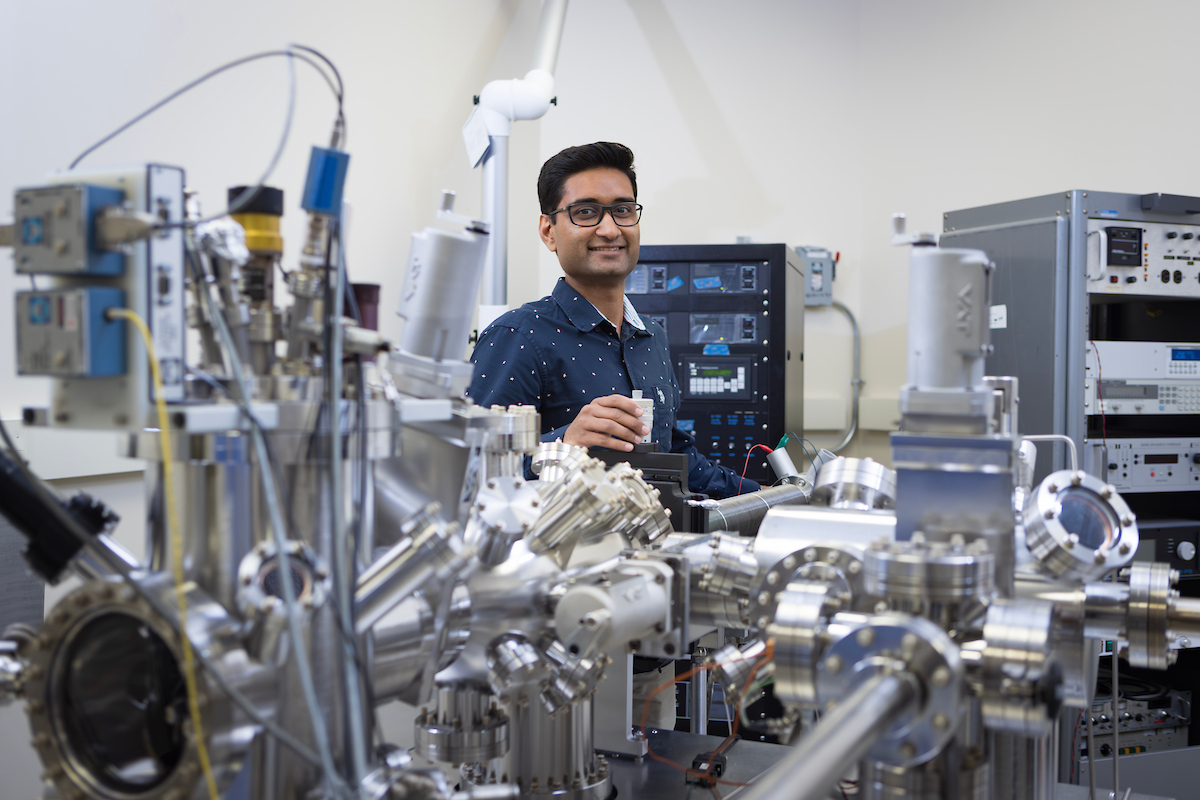 Shyam Patel is a doctoral student in materials science and a member of SUNY Distinguished Professor Guangwen Zhou’s Surface and Interface Science Laboratory. Patel was a finalist for the Wayne B. Nottingham Prize, an award given to student researchers in the field of surface science.