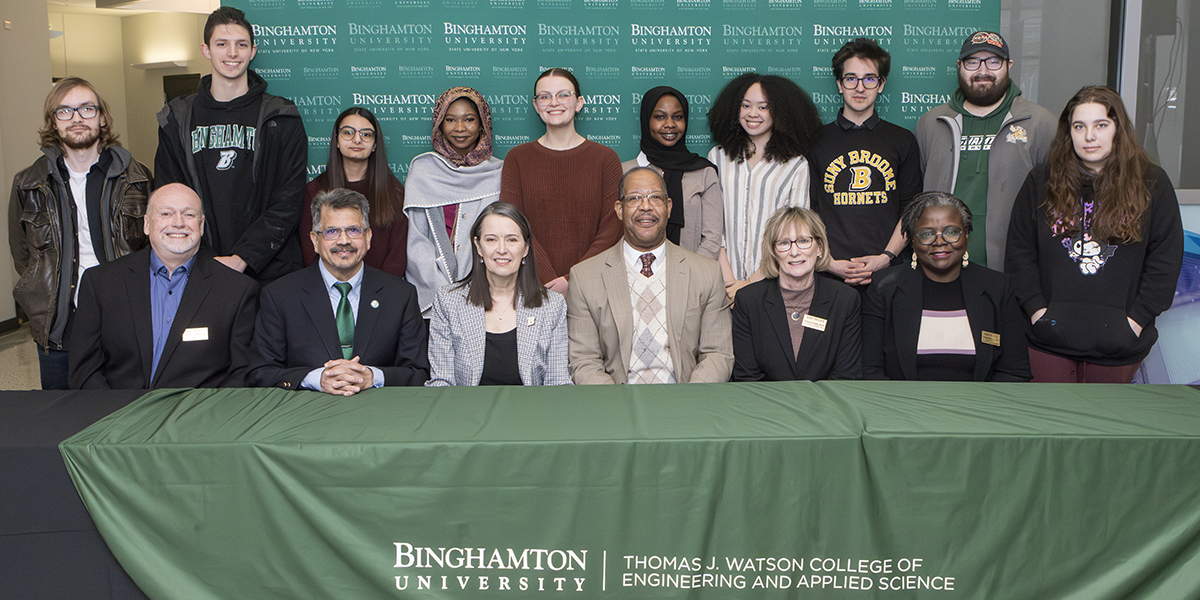 At Thursday's event, officials and students from SUNY Broome and Binghamton University celebrated the signing of the new agreement to ease the transfer of engineering students.