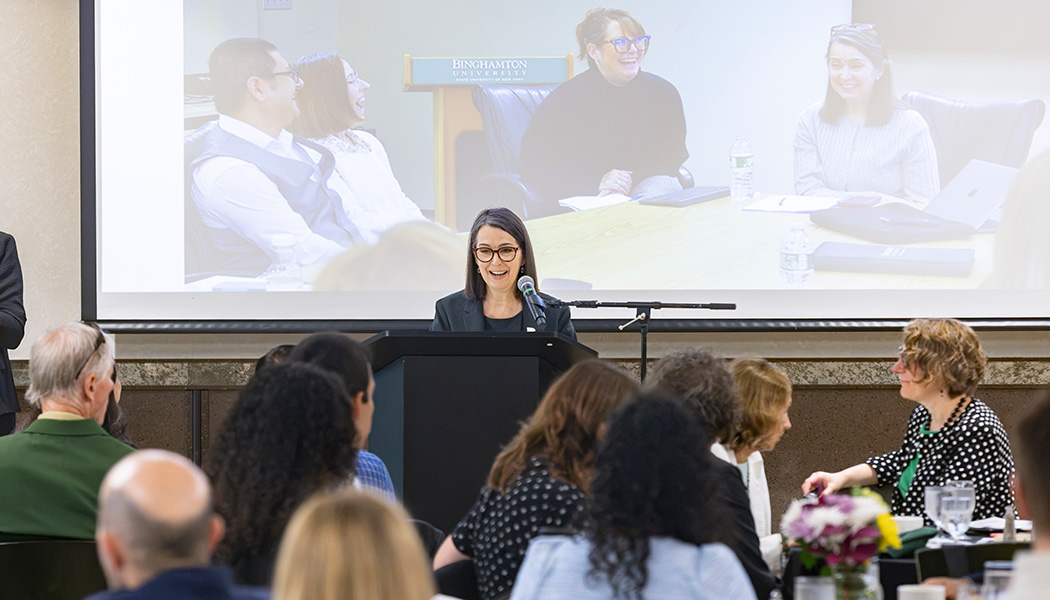 President Anne D'Alleva announced Binghamton University's new strategic plan, called “Forward Together: The Vision for Binghamton University,” in August 2026.