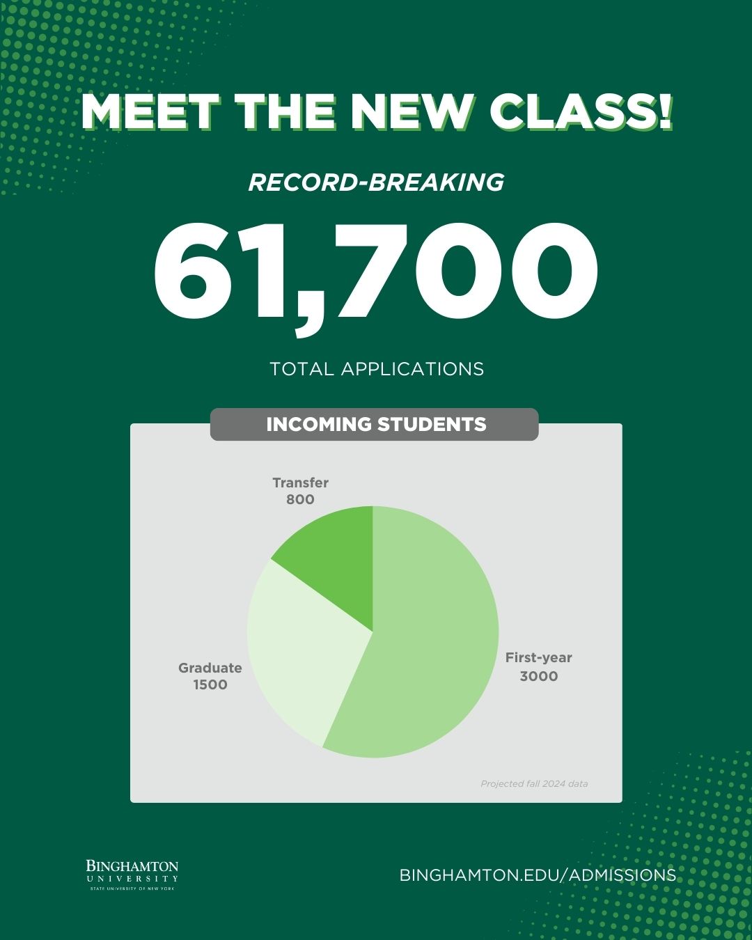 Binghamton received a record-breaking 61,700 applications this year.
