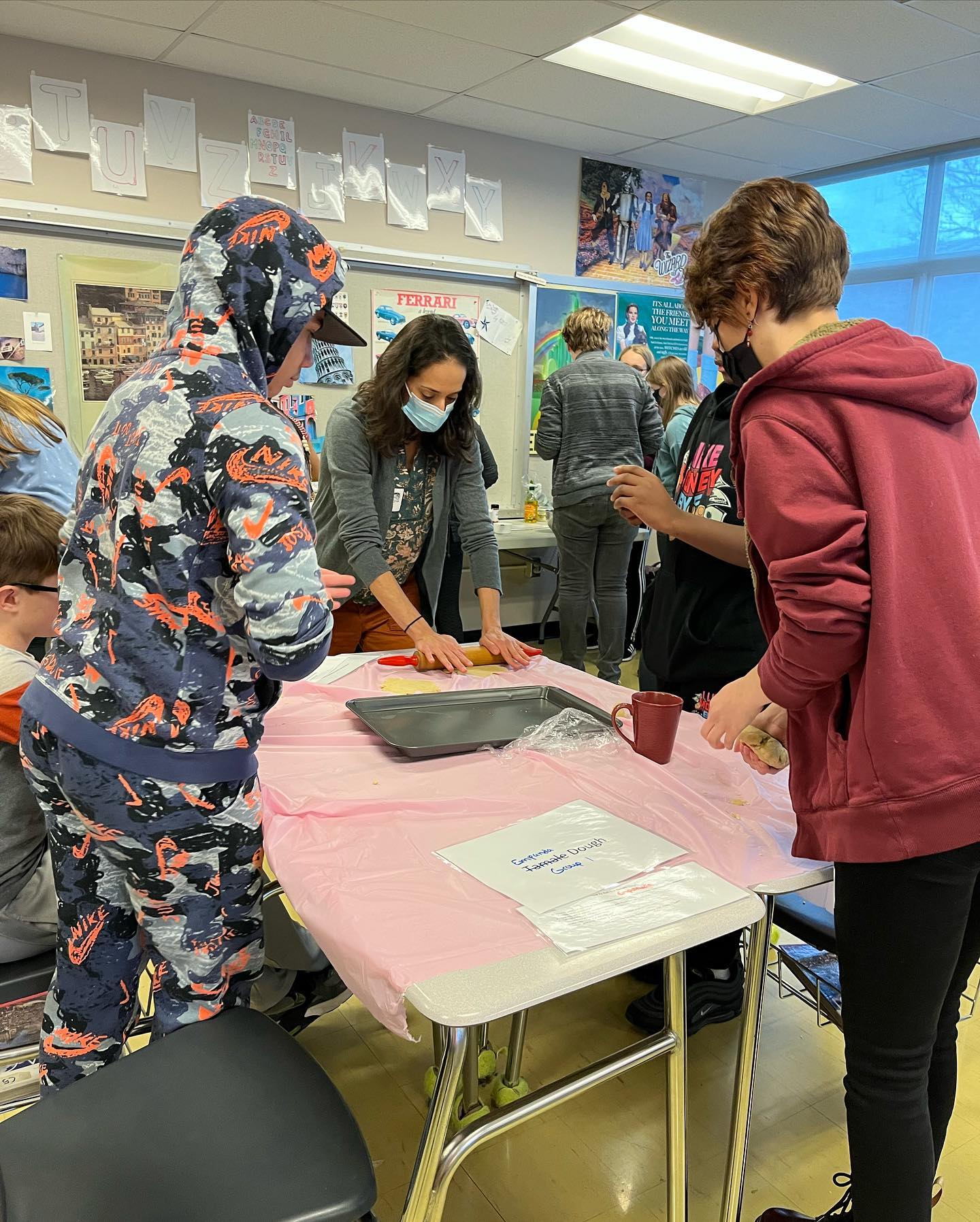 Instructor Rachel Samiani and her Intermediate Italian class take part in Foreign Language Week events at Jennie F. Snapp Middle School.