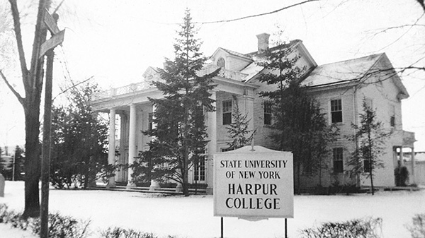 Colonial Hall in Endicott, donated by Thomas J. Watson, was the main building at Triple Cities College and Harpur College before the school moved to the Vestal campus.