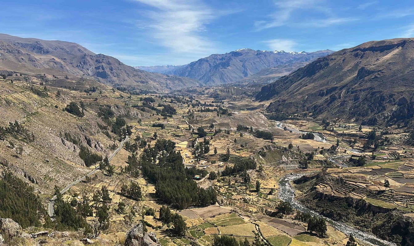 The landscape in Peru’s Colca Valley, including its ancient agricultural terraces.