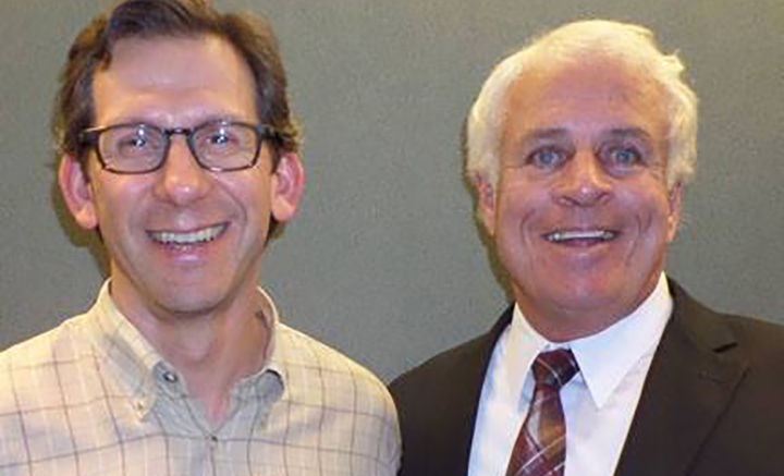 Computer science alumnus Ken Goldblatt '87 (left) with associate professor William Ziegler.