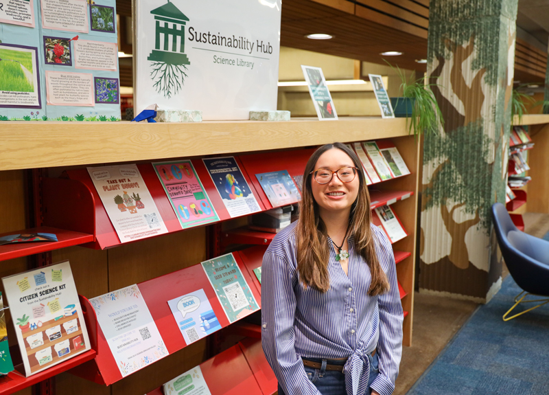 Annaliese Santoro works in the Sustainability Hub in the Science Library.
