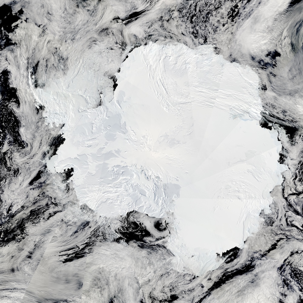 An image of Antarctica as seen from space.