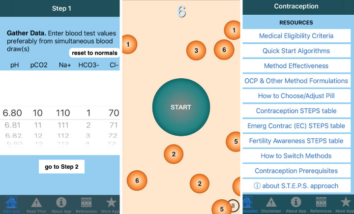 From left to right: ABG Acid Base Eval, Blooper and Contraception Point-of-Care