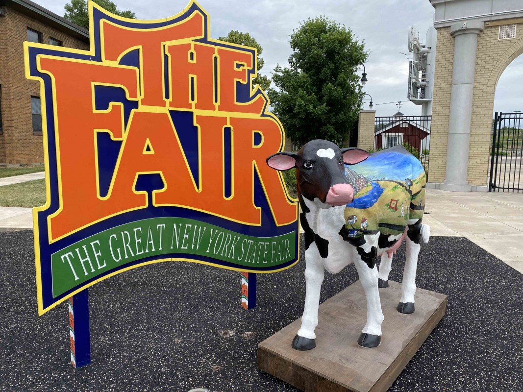 Danielle Silvanic '22 painted this cow for the New York State Fair as part of an initiative to promote New York state's dairy industry.