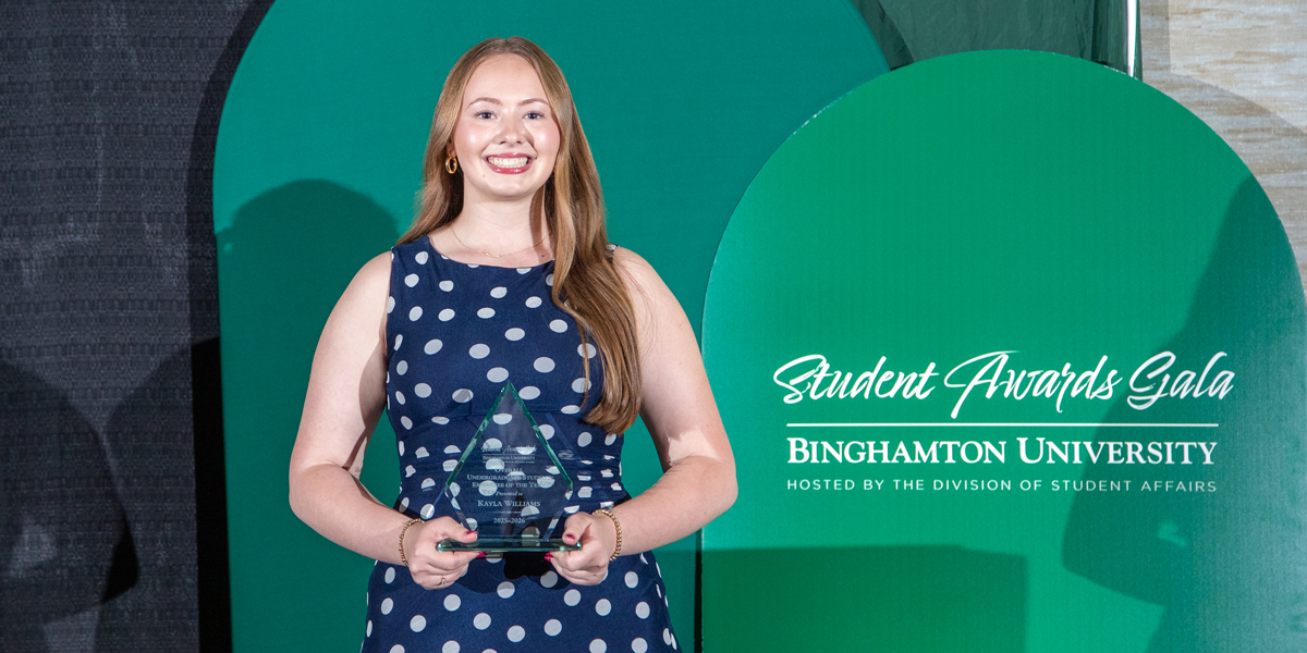 Kayla Williams received the Undergraduate Student Employee of the Year Award at the 2026 Student Awards Gala.
