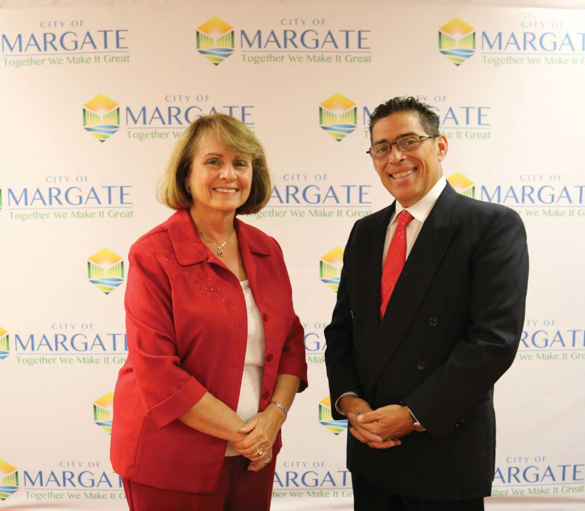 Arlene Schwartz, MA '73, and Anthony Caggiano '81 met while campaigning for city commissioner posts in Margate, Fl.