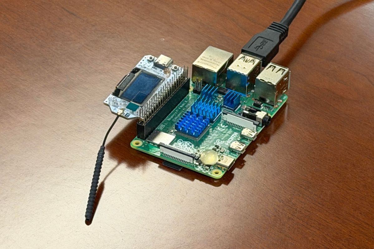 A sensor used for CoughNet by Ismail's team, featuring a Raspberry Pi single-board computer.