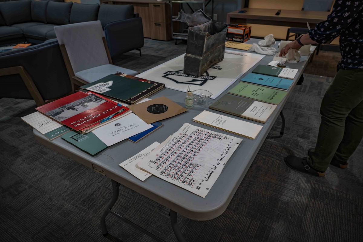The contents of a 1961 time capsule discovered in the Science 1 building.