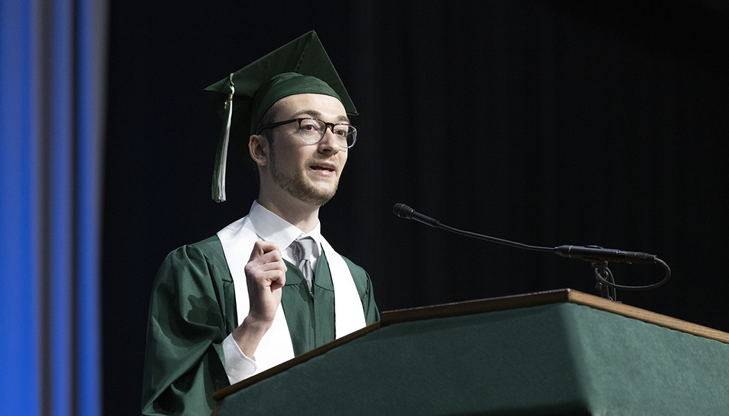 Daniel Iacobacci, who earned his bachelor's degree in computer engineering, was one of two students who addressed their fellow graduates.