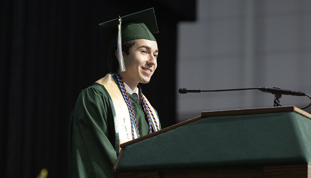 It's the little things that you will remember David Hatami told his fellow School of Management graduates during their Commencement Sunday, May 22, in the Events Center.