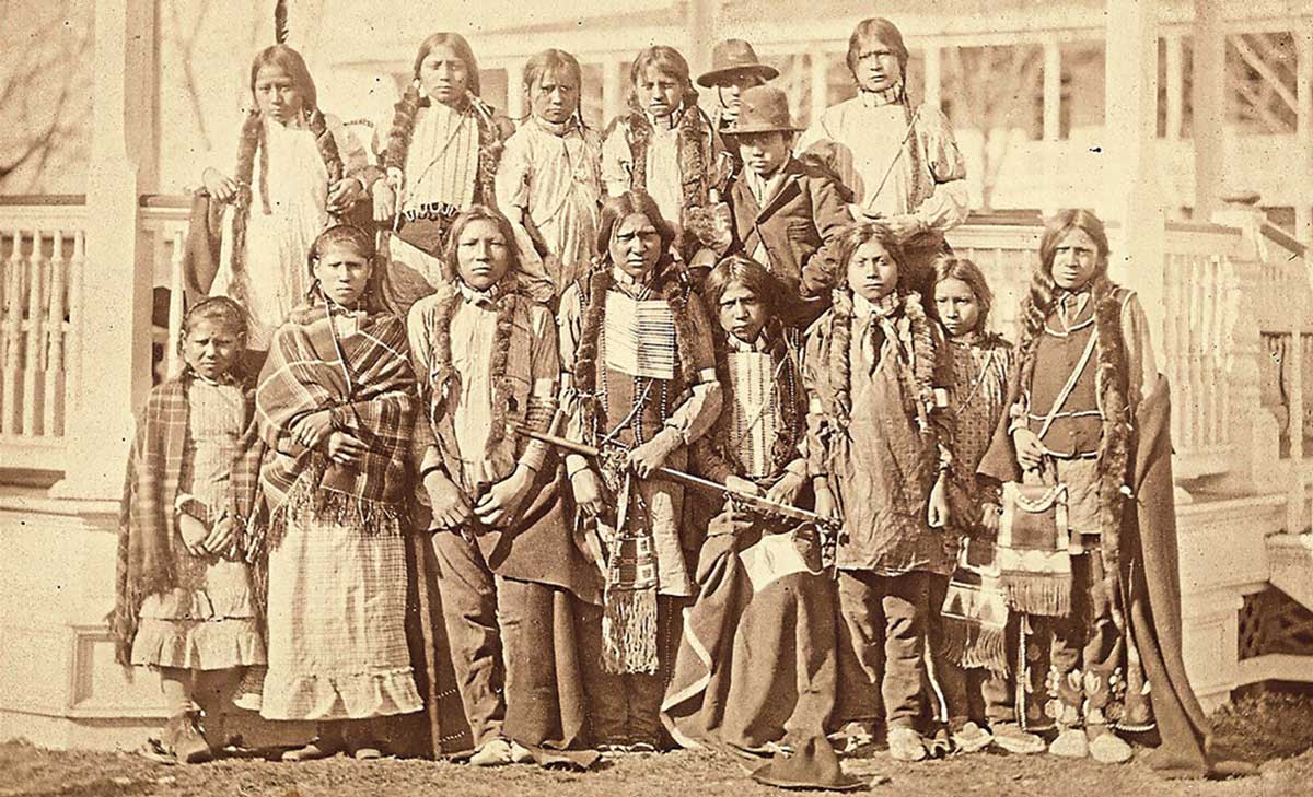 A group of Northern Arapaho and Shoshone children arrive at Carlisle on March 11, 1881.