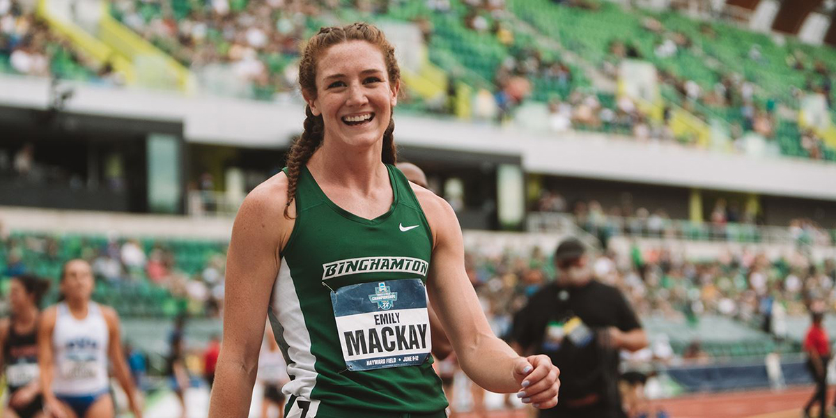 Senior distance runner Emily Mackay placed seventh in the women's 5,000 at the NCAA meet, earning her All-America honors for the second time.