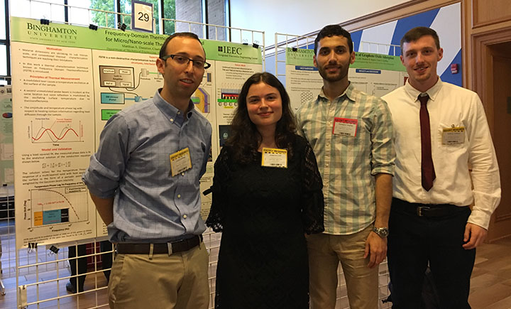 From left to right: Assistant professor Scott Schiffres, Rebecca Loibl, Morteza Bagheri and Matthias Daeumer.