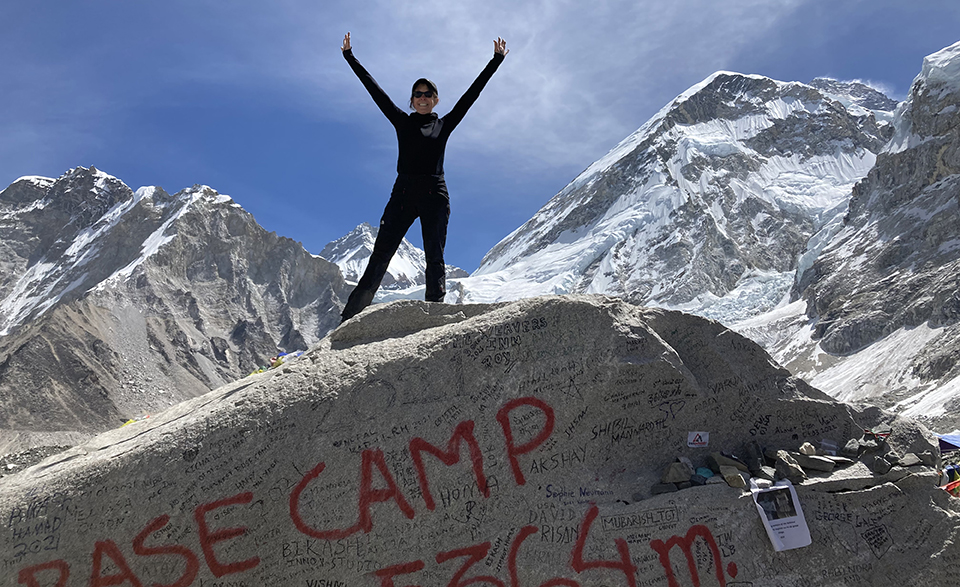 Lisa Abbott at the Mount Everest base camp.