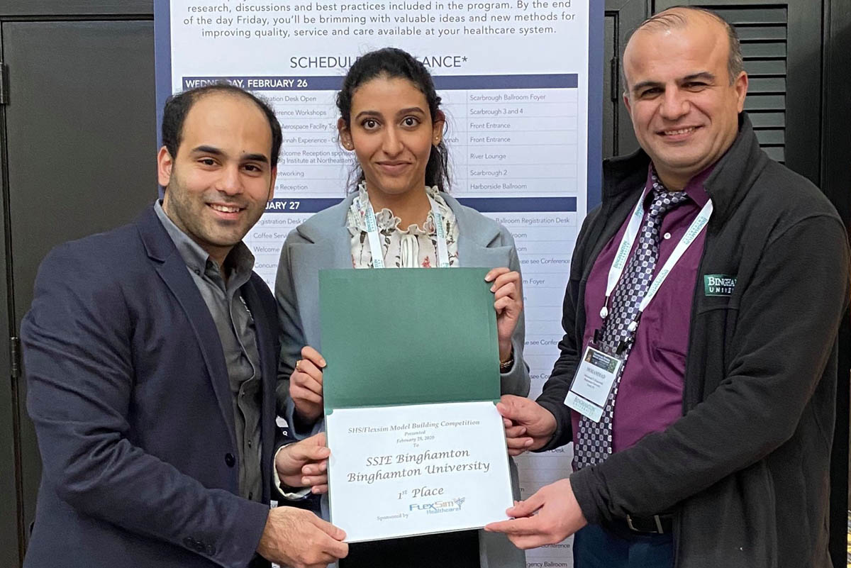 Farouq Halawa (EwingCole) and Hala Ghali (LiveOnNY) were selected as one of three team finalists in the HSPIC/FlexSim model building competition, the winner of which was decided at the 2020 Healthcare Systems Process Improvement Conference (HSPIC). Farouq and Hala, under the advisement of Professor Mohammad Khasawneh, won first place in this contest.