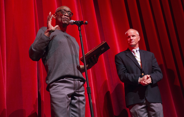 Dancer/choreographer Bill T. Jones receives the University Medal from University President Harvey Stenger on Sept. 24.