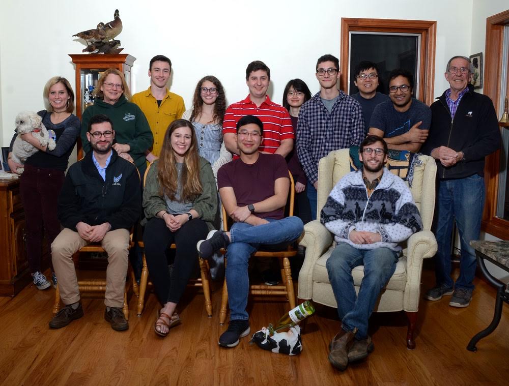 Biochemistry PhD student Tak Ian Chio, back row, with her lab group in May 2019.