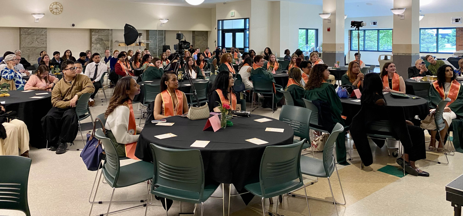 Graduates from the Global Public Health program gather for a ceremony on May 15, 2026, in the University Union.