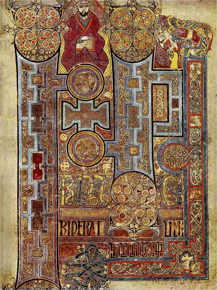 An image from the eighth century Book of Kells in Ireland, showing the text that opens the Gospel of St. John.