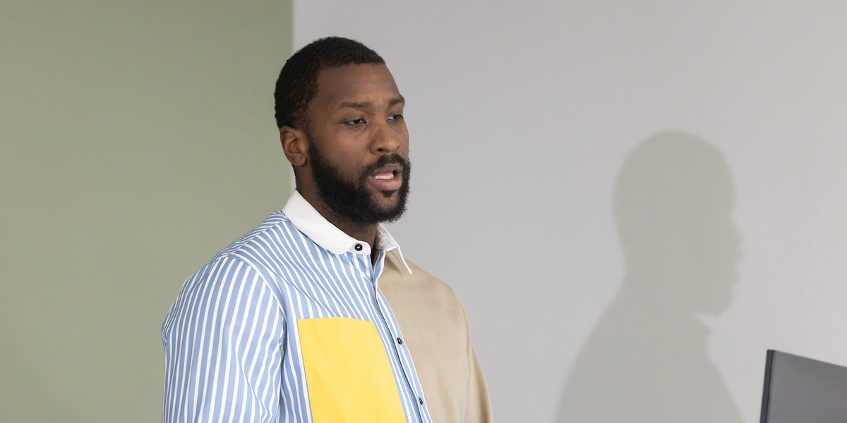 Former NBA player Michael Kidd-Gilchrist spoke to students, faculty and staff of Binghamton University's Division of Speech and Language Pathology about his experience as a person who stutters and his advocacy to increase access to speech therapy services.
