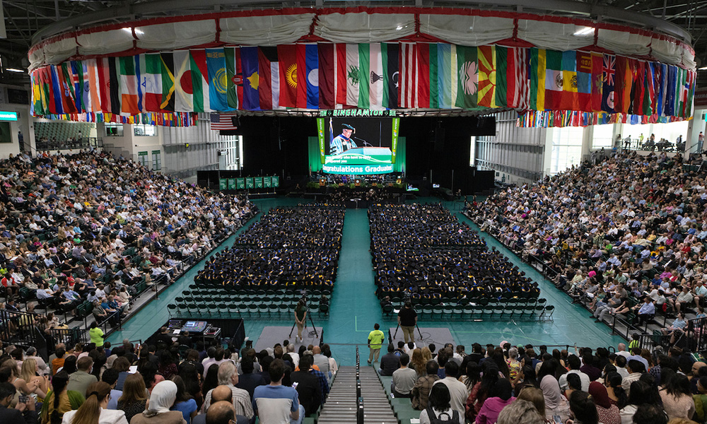 Graduate students from Decker College's Master of Public Health, Master of Science in Nursing and Advanced Nursing Certificate programs were among the hundreds of students celebrated during Binghamton's Master's Degree Ceremony on May 12.