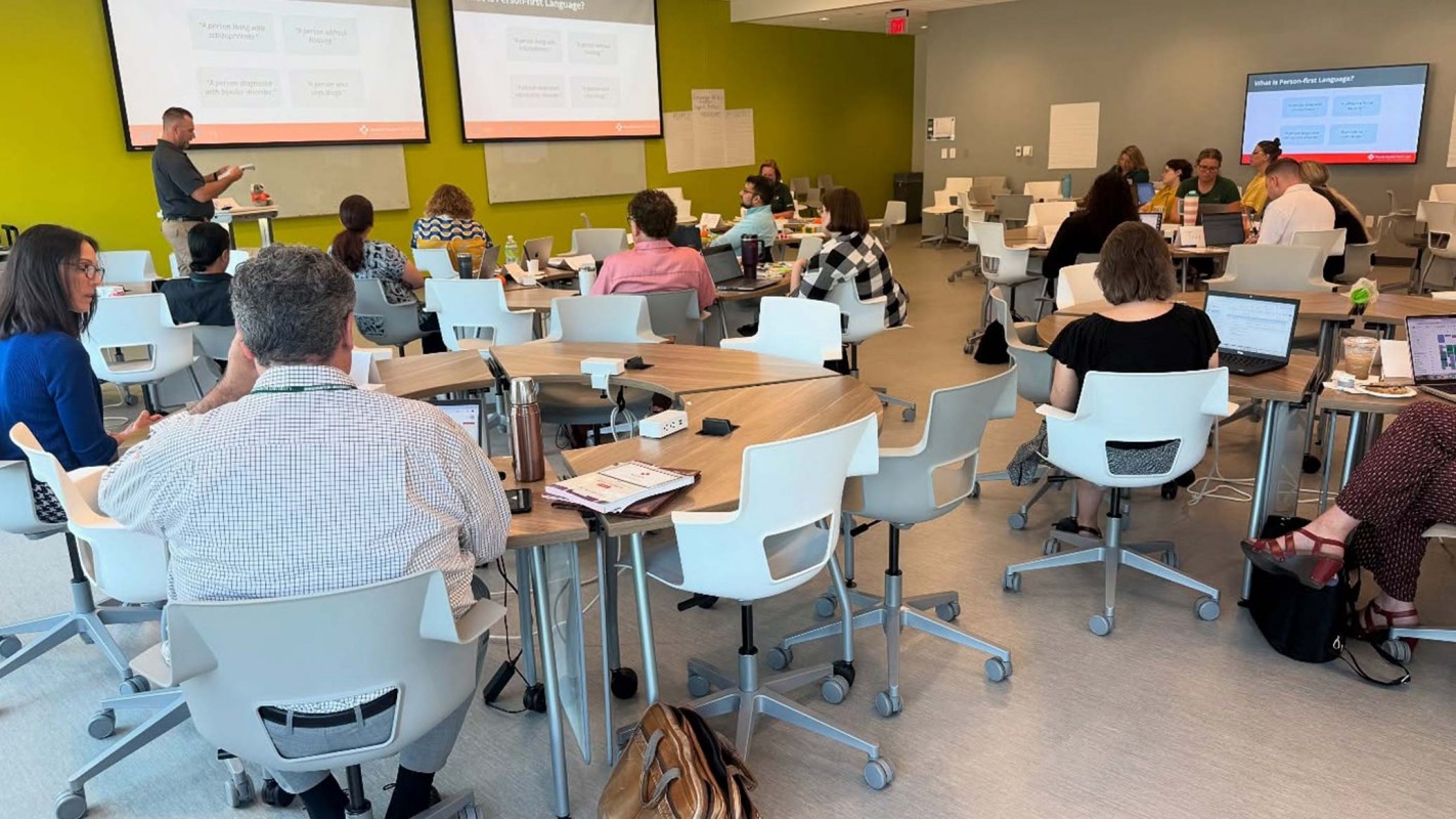 Dozens of School of Pharmacy and Pharmaceutical Sciences faculty and staff were in attendance for the the Mental Health First Aid course held at the school.