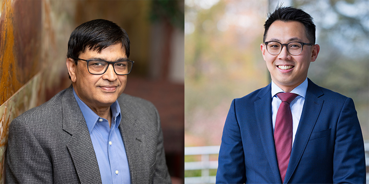 The Binghamton University School of Management's Debi Mishra (left) and Chou-Yu (Joey) Tsai (right) are featured on the Poets & Quants list of the “Top 50 Undergraduate Business Professors Of 2023” after being nominated by students, alumni and colleagues.