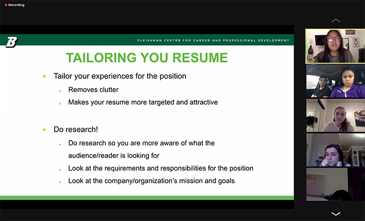 A résumé-writing workshop was one of several educational programs Decker's Nursing Student Association offered during the fall 2020 semester.