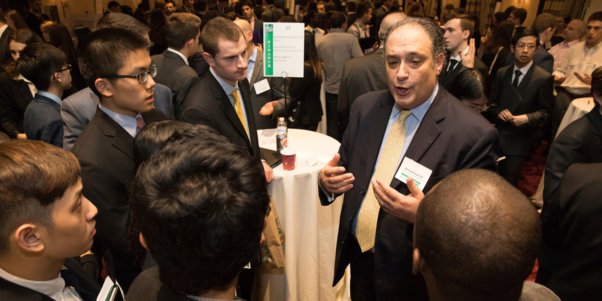 Students network with alumni in their fields of interest during NYC CONNECT.