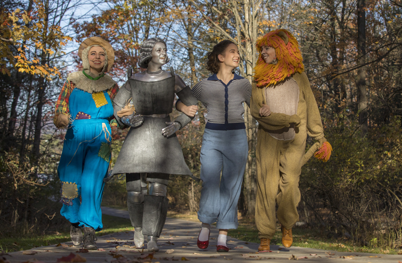 Stephanie Moreno (the Scarecrow), Marisa Cartusciello (the Tin Man), Christine Skorupa (Dorothy) and Margaret Leisenheimer (the Cowardly Lion) star in the Theatre Department's musical production of 