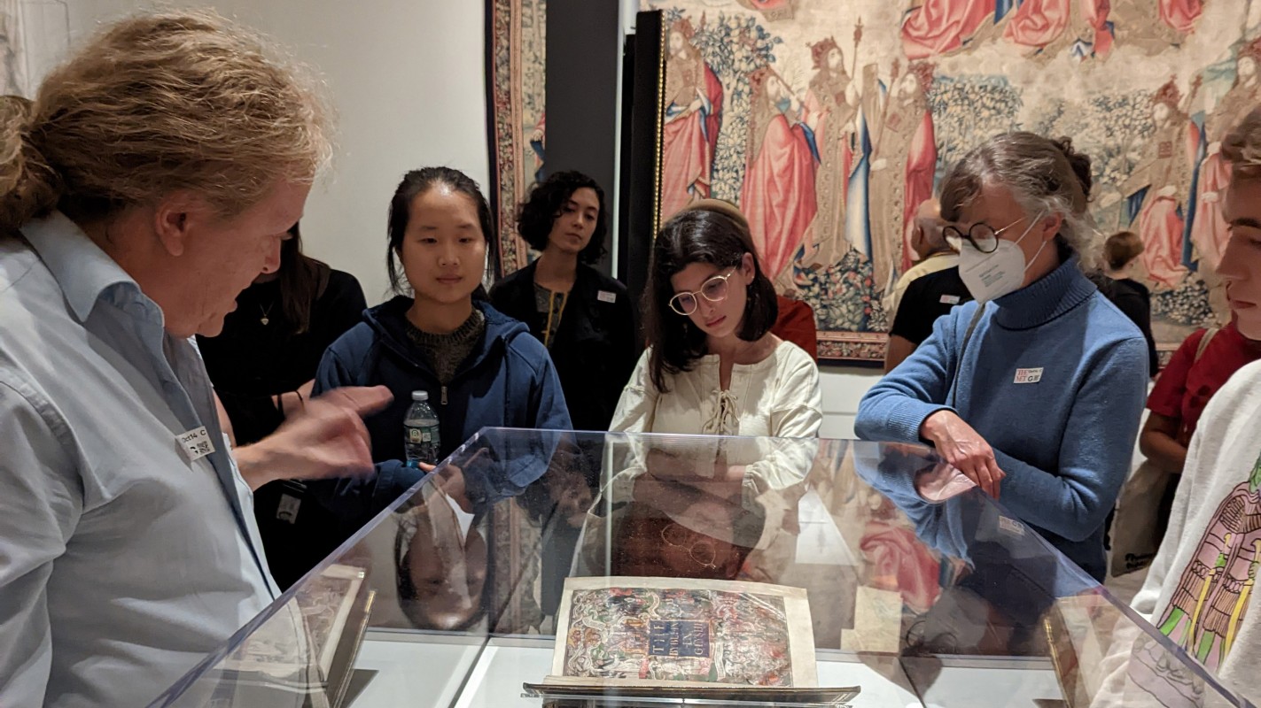 Professor of English, Art History and Theatre Andrew Walkling gives a tour of the Tudor exhibit at the Metropolitan Museum of Art in New York City on Oct. 14.