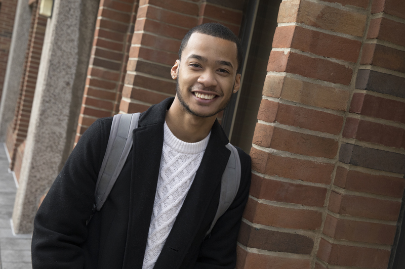 Jehron Pura-Bryant, a junior integrative neuroscience major, is an emerging leader on the Binghamton University campus.