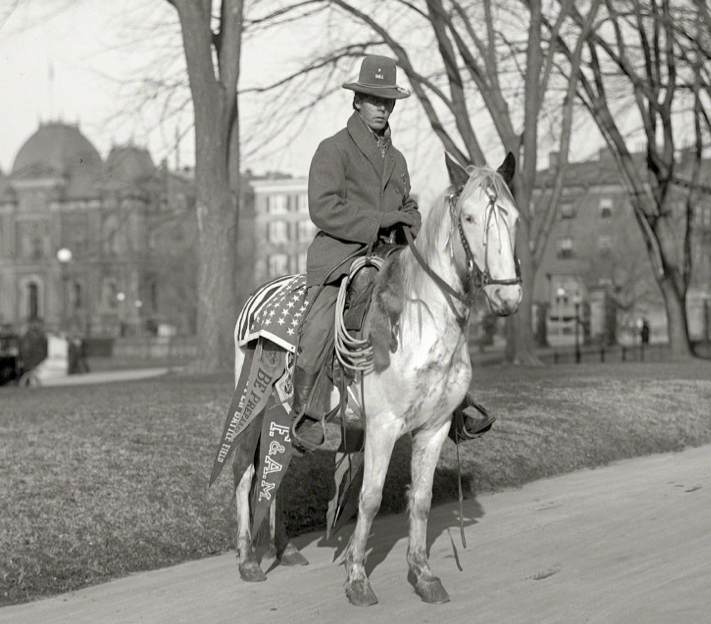 Red Fox James and his pony, Montana, pictured during a visit to Washington, D.C. in February 1915.